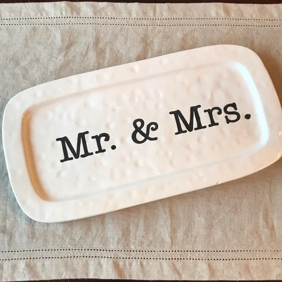 Mud Pie Mr. & Mrs. Wedding Hostess Tray Set - Picture 3 of 8